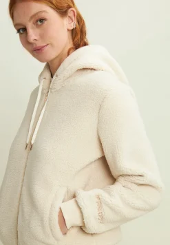 Freddy Giacca da donna in pile sherpa con cappuccio e zip-Donna Padel|Pilates