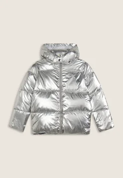 Freddy Giacca puffer Bambina argento con cappuccio staccabile- Giacche