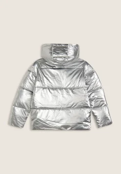 Freddy Giacca puffer Bambina argento con cappuccio staccabile- Giacche