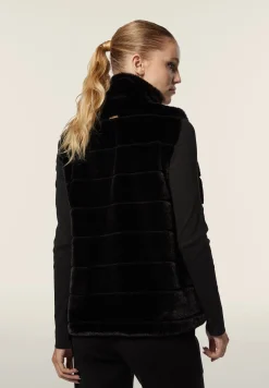 Freddy Gilet donna zip e collo alto in Pelliccia Sintetica rigata-Donna Giacche