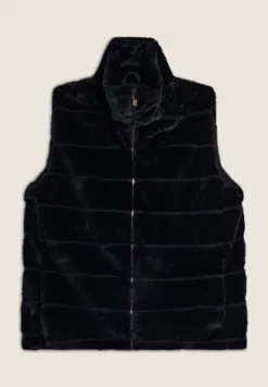Freddy Gilet donna zip e collo alto in Pelliccia Sintetica rigata-Donna Giacche