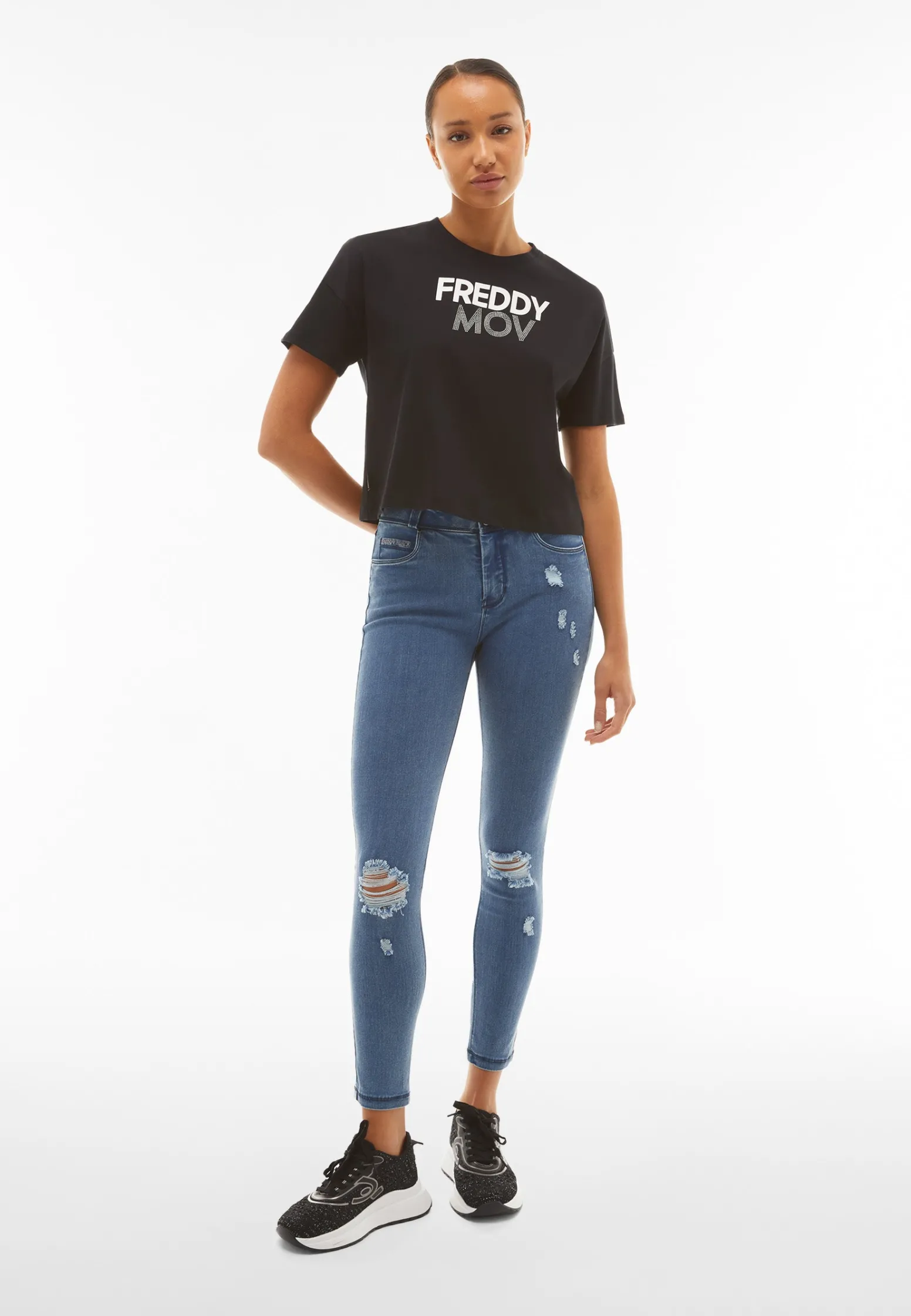 Freddy Jeans skinny vita regular in denim distressed sostenibile-Donna Jeans E Pantaloni|Tutti I Pantaloni