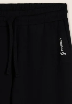 Freddy Jogger neri regular fit in french terry con logo laterale-Donna Pantaloni Sportivi