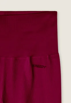 Freddy Leggings 7/8 a vita altissima in tessuto seamless a costine-Donna Pilates|Fitness