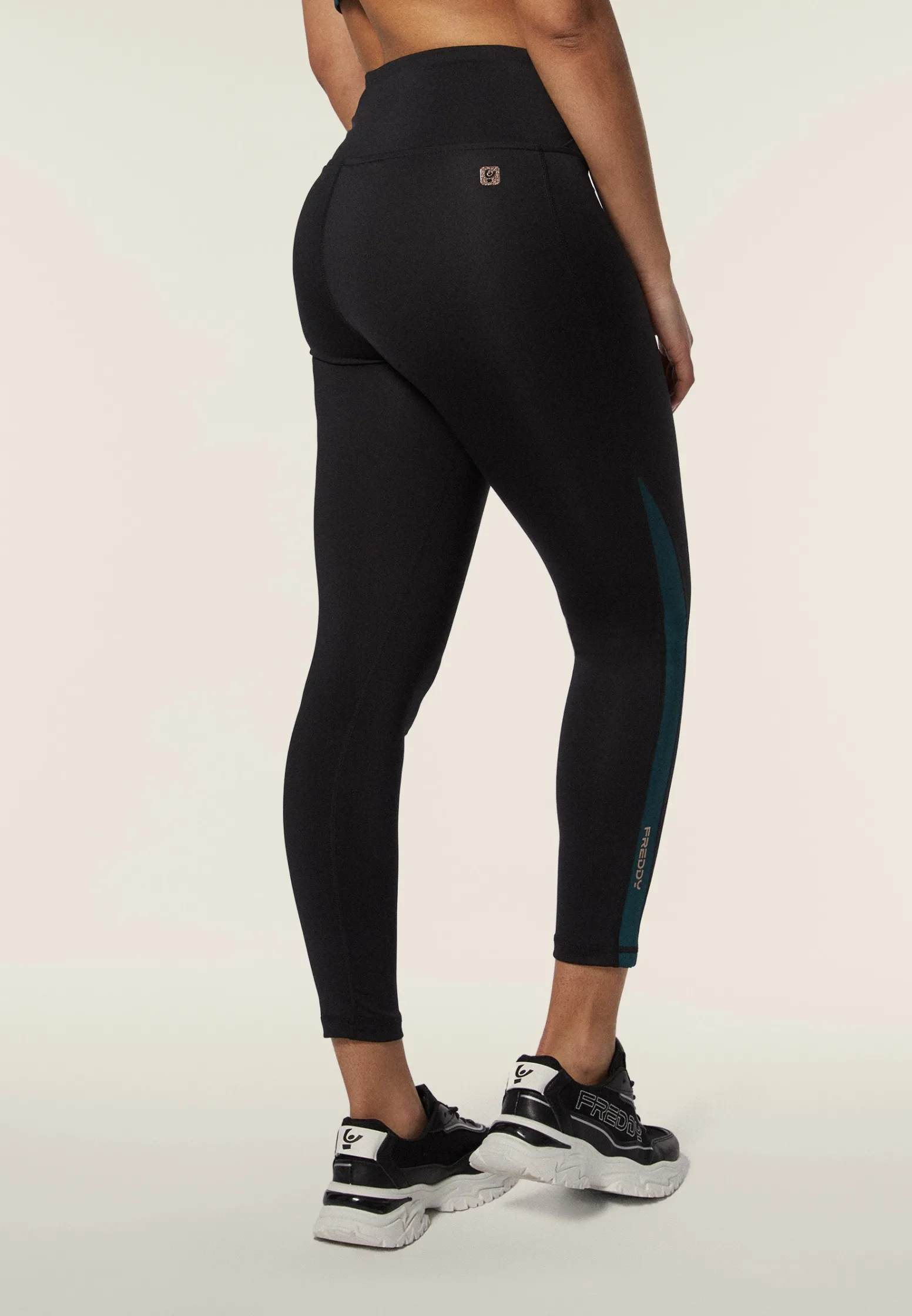 Freddy Leggings 7/8 in tessuto tecnico con vita alta a incrocio-Donna Padel|Pilates