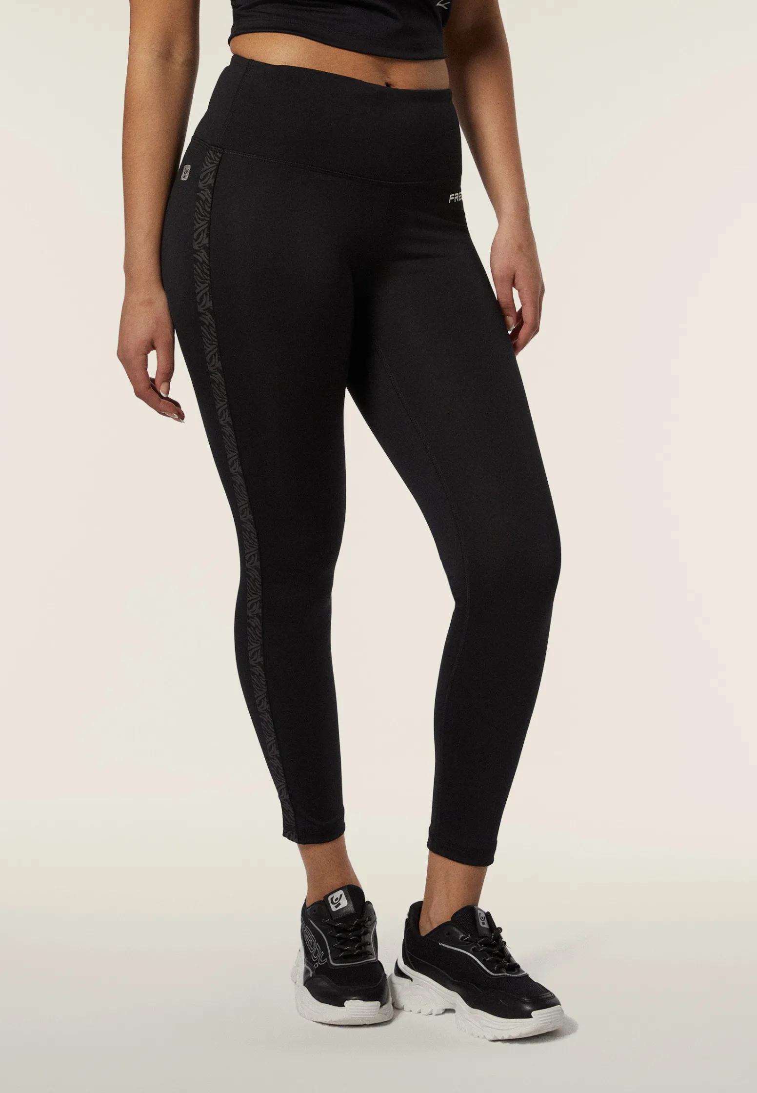 Freddy Leggings 7/8 vita alta in jersey con banda laterale-Donna Padel|Pilates
