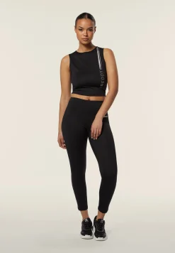 Freddy Leggings 7/8 vita alta in jersey con banda laterale-Donna Padel|Pilates