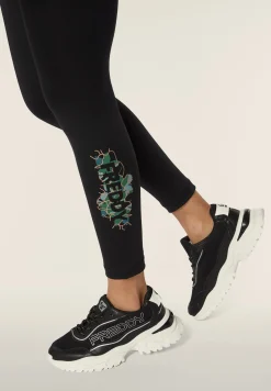 Freddy Leggings 7/8 vita alta in tessuto tecnico con logo floreale-Donna Padel|Pilates