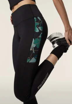 Freddy Leggings 7/8 vita alta in tessuto tecnico con banda floreale-Donna Padel|Pilates