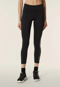 Freddy Leggings 7/8 vita alta in tessuto tecnico con stampa metal-Donna Pilates|Fitness