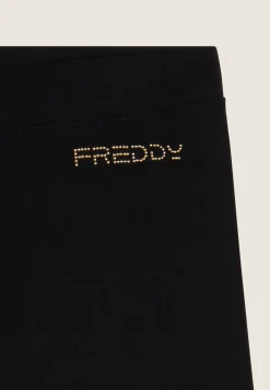 Freddy Leggings corti in jersey con logo scintillante-Donna Pilates|Ginnastica