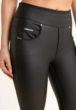 Freddy Leggings N.O.W.® superskinny vita media in similpelle-Donna Jeans E Pantaloni