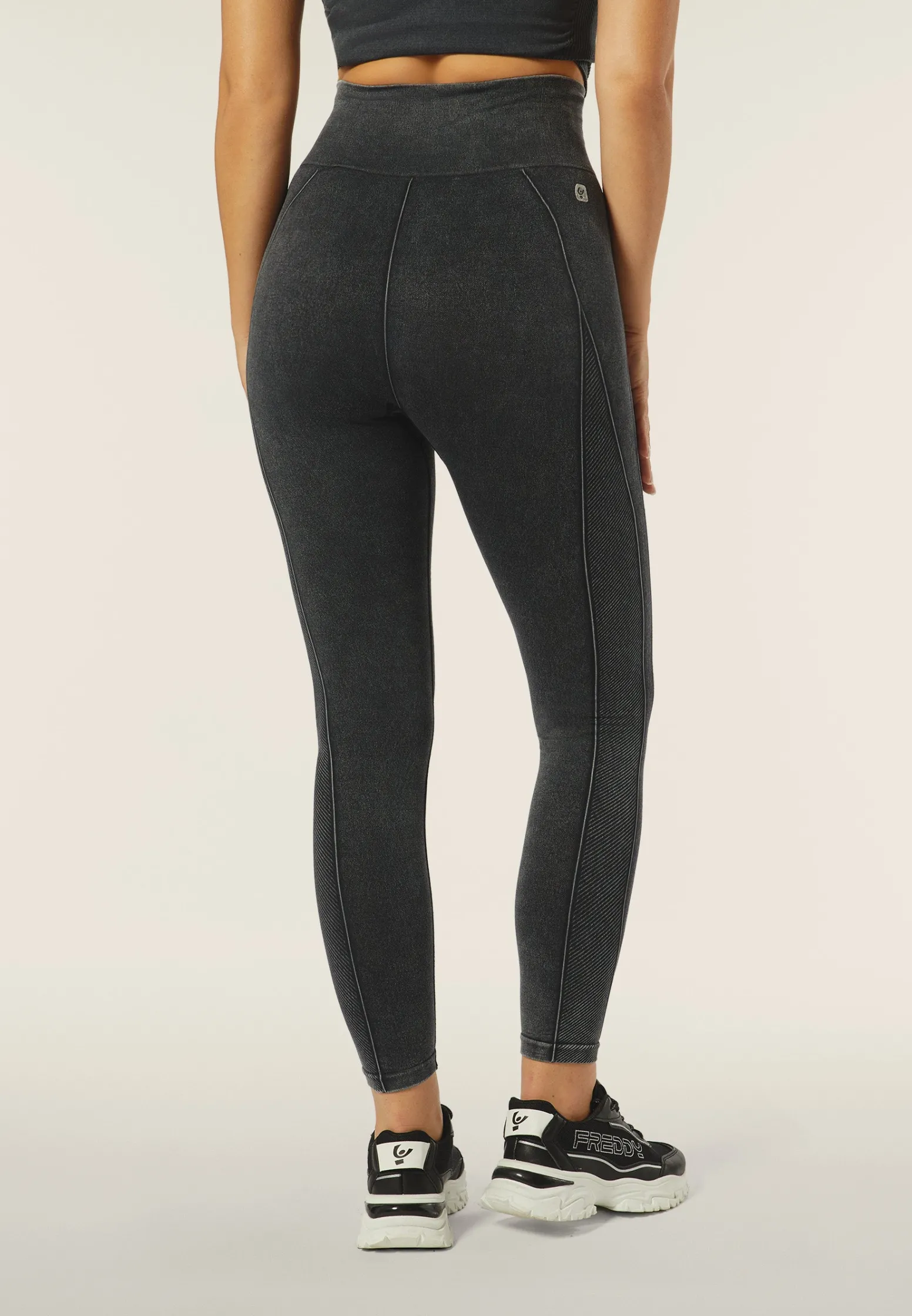 Freddy Leggings seamless effetto denim vita alta lunghezza 7/8-Donna Padel|Pilates