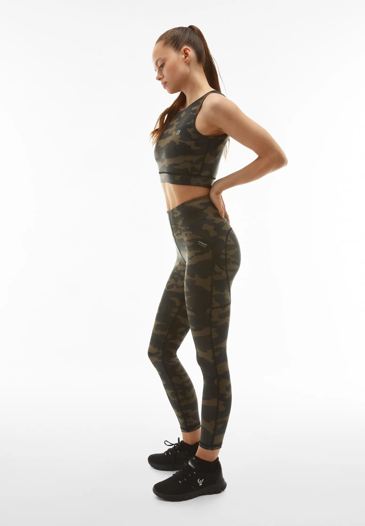 Freddy Leggings SuperFit 7/8 vita super alta stampa camouflage-Donna Padel|Pilates