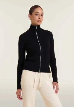 Freddy Maglia collo a camicia slim fit con zip e dettagli in costina-Donna Felpe