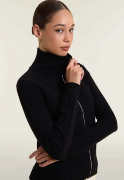 Freddy Maglia collo a camicia slim fit con zip e dettagli in costina-Donna Felpe