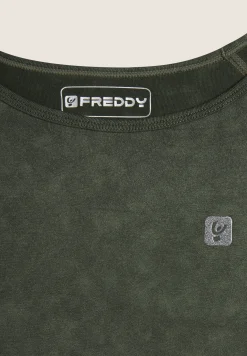 Freddy Maglia corta con maniche lunghe tessuto seamless ice wash-Donna Padel|Pilates