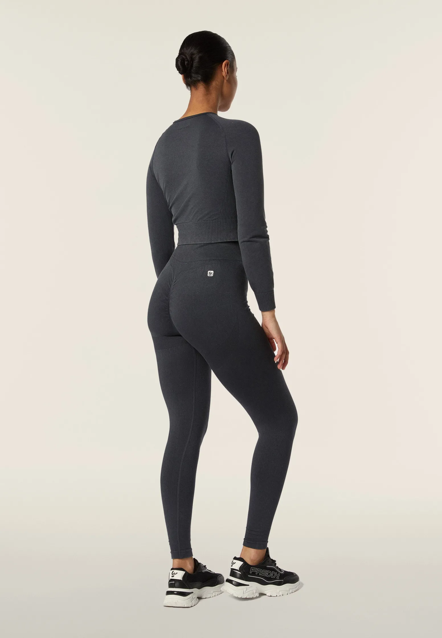 Freddy Maglia corta con maniche lunghe tessuto seamless ice wash-Donna Padel|Pilates