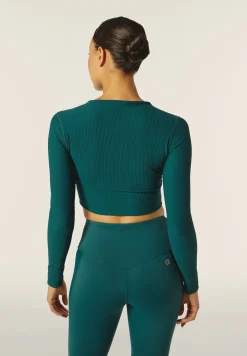 Freddy Maglia corta con maniche lunghe tessuto tecnico costine-Donna Pilates|Fitness