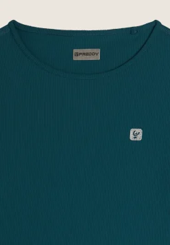 Freddy Maglia corta con maniche lunghe tessuto tecnico costine-Donna Pilates|Fitness