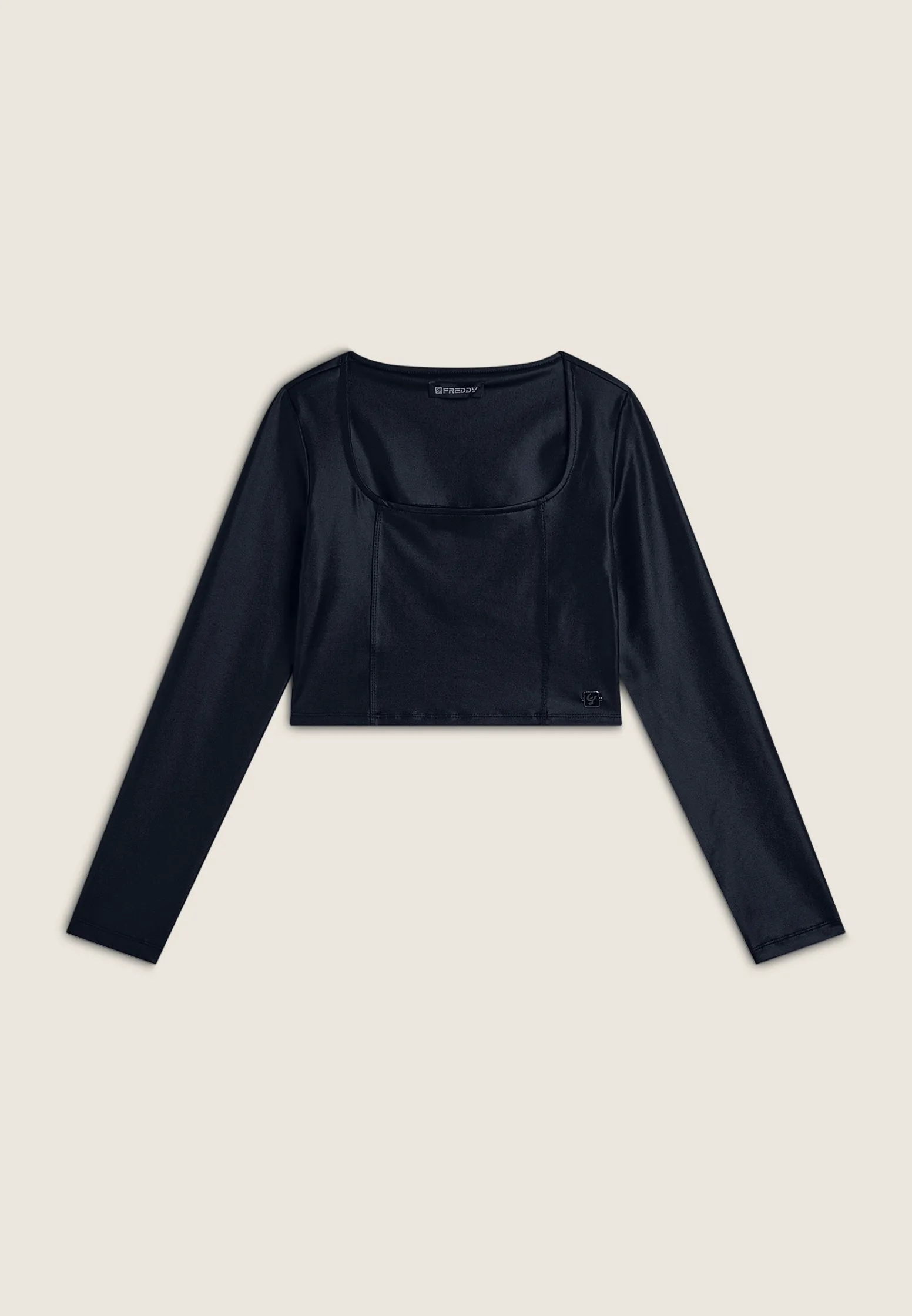 Freddy Maglia corta con scollo quadrato in tessuto effetto wet-Donna T-shirts