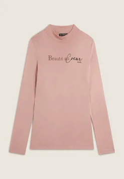 Freddy Maglia donna a manica lunga con scritta borchie e oro rosa-Donna T-shirts