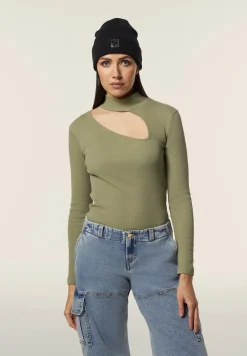 Freddy Maglia manica lunga in costina slim fit e dettaglio cut-out-Donna Felpe