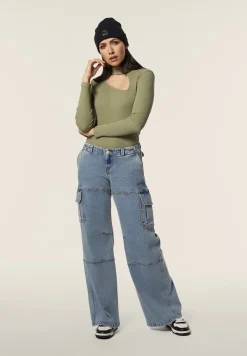 Freddy Maglia manica lunga in costina slim fit e dettaglio cut-out-Donna Felpe