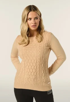 Freddy Maglia tricot girocollo fronte a trecce e maniche in felpa-Donna Felpe
