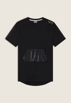 Freddy Maxi T-shirt Vestito Bambina con Tasca a Paillettes- Abiti