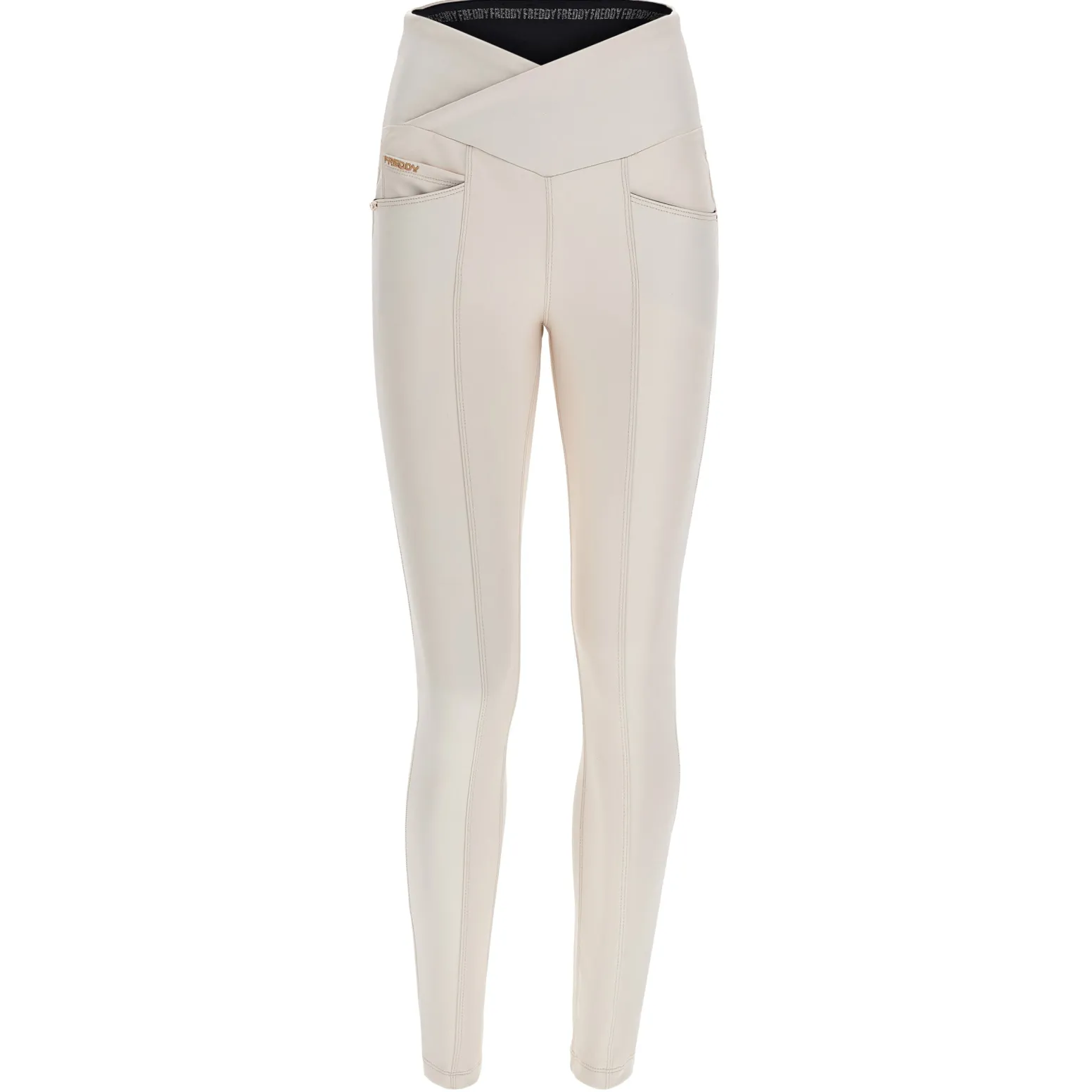 Freddy N.O.W.® vita super alta a incrocio in similpelle laminata-Donna Jeans E Pantaloni