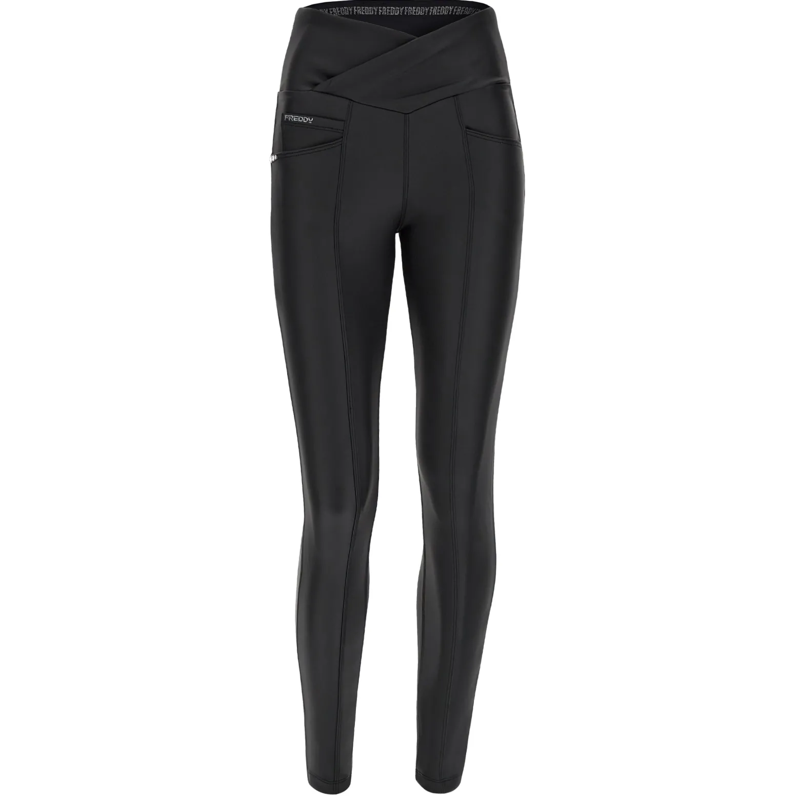 Freddy N.O.W.® vita super alta a incrocio in similpelle laminata-Donna Jeans E Pantaloni