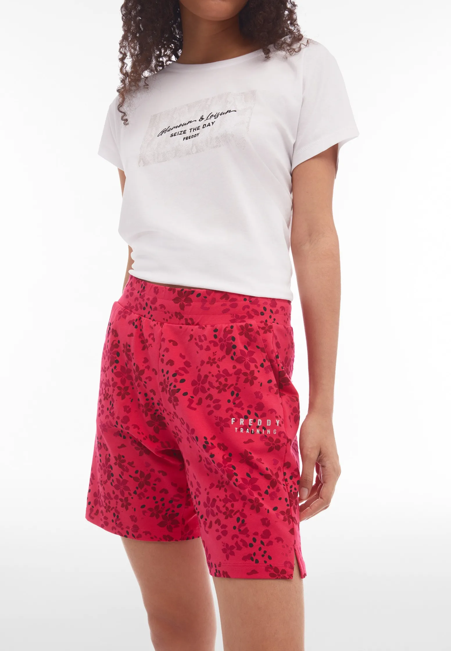 Freddy Pantaloncini donna in heavy jersey stampa floreale allover-Donna Ginnastica|Shorts