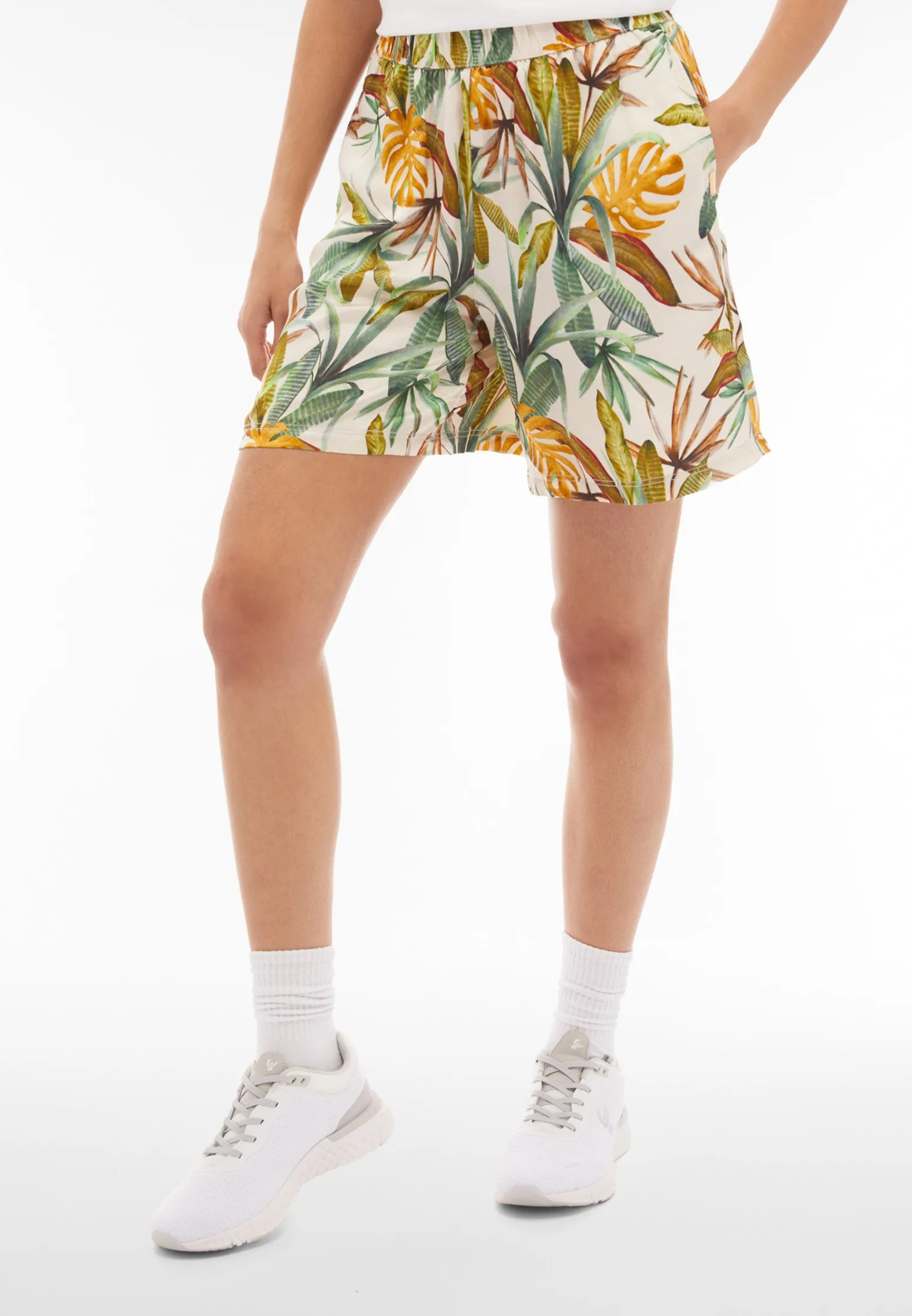 Freddy Pantaloncini donna in satin di viscosa a fantasia tropical-Donna Padel|Shorts