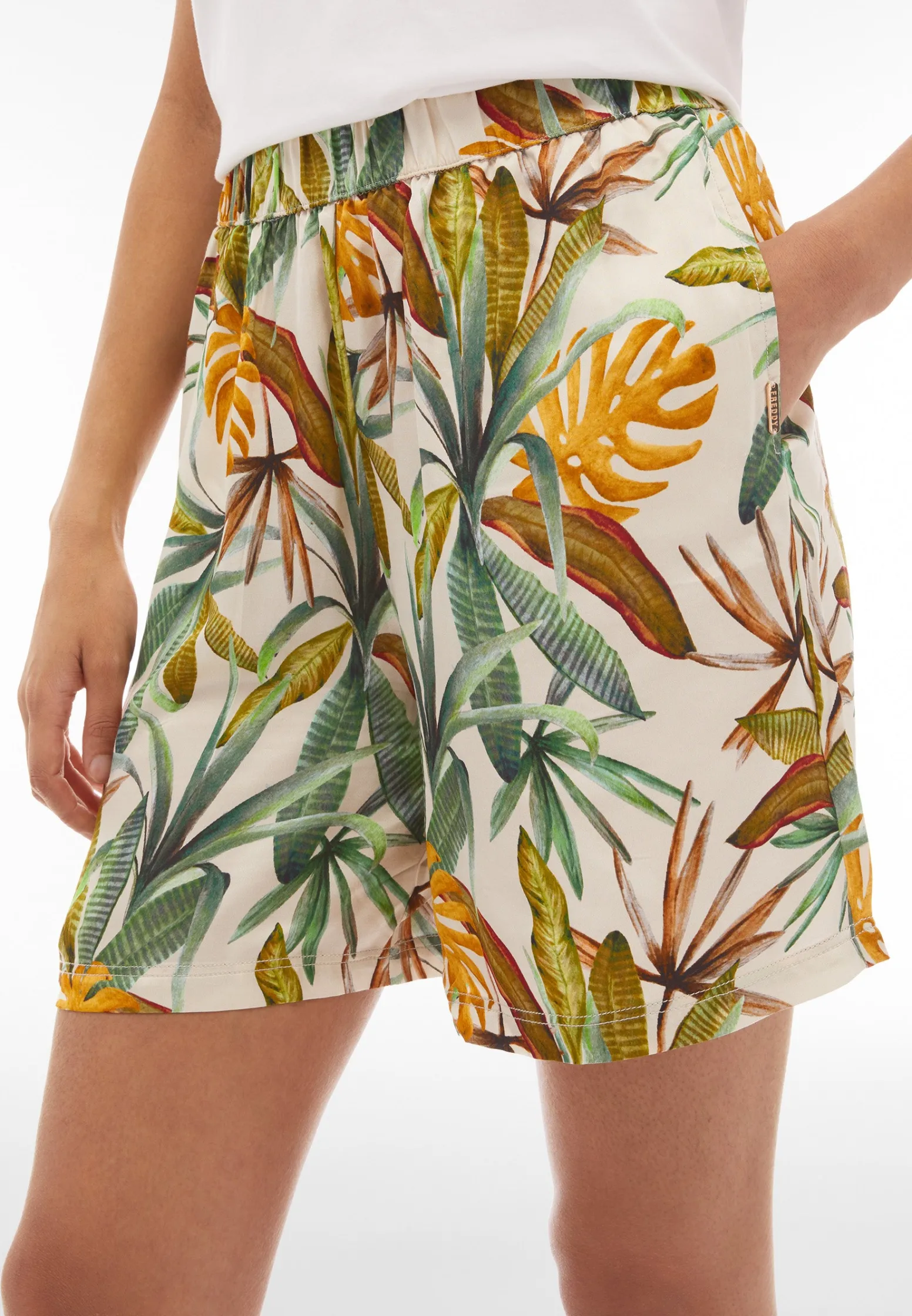 Freddy Pantaloncini donna in satin di viscosa a fantasia tropical-Donna Padel|Shorts