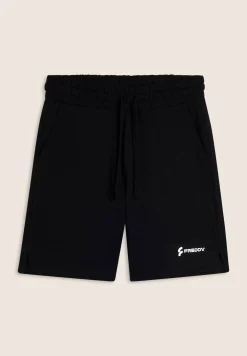 Freddy Pantaloncini neri regular fit con spacchi laterali-Donna Shorts