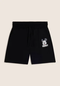 Freddy Pantaloncini neri regular fit con stampa Mickey Mouse-Donna Shorts