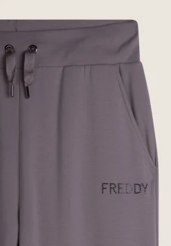 Freddy Pantalone Donna in Felpa Viscosa con Logo in Strass-Donna Ginnastica|Pantaloni Sportivi