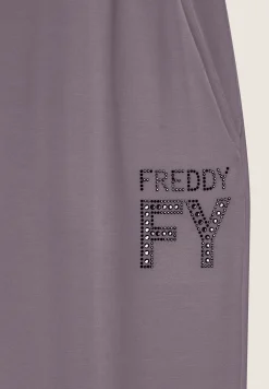 Freddy Pantalone donna in felpa di viscosa con elastico sul fondo-Donna Ginnastica|Pantaloni Sportivi