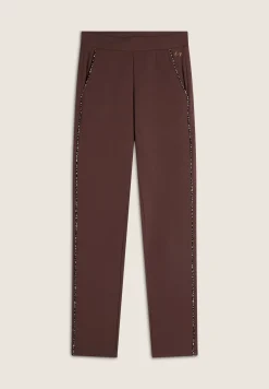 Freddy Pantalone donna in felpa di viscosa con impunture leopardate-Donna Pantaloni Sportivi|Tutti I Pantaloni