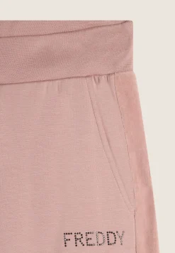 Freddy Pantalone donna in felpa di viscosa con Bande in Velluto-Donna Ginnastica|Pantaloni Sportivi