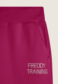 Freddy Pantalone donna in felpa con vita e fondo in costina-Donna Ginnastica|Pantaloni Sportivi