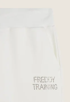 Freddy Pantalone donna in felpa con vita e fondo in costina-Donna Ginnastica|Pantaloni Sportivi