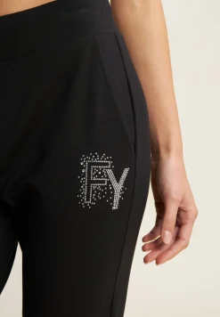Freddy Pantaloni 7/8 con Risvolto e Strass-Donna Pantaloni Sportivi