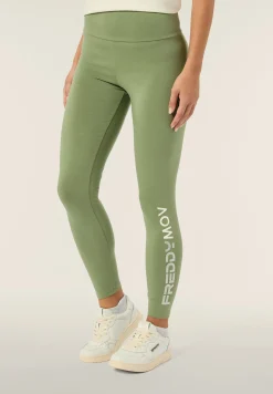 Freddy Pantaloni 7/8 donna Vita Alta con logo maculato sul fondo-Donna Fitness|Pantaloni Sportivi