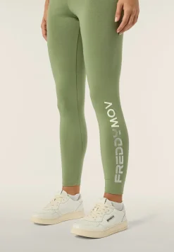 Freddy Pantaloni 7/8 donna Vita Alta con logo maculato sul fondo-Donna Fitness|Pantaloni Sportivi