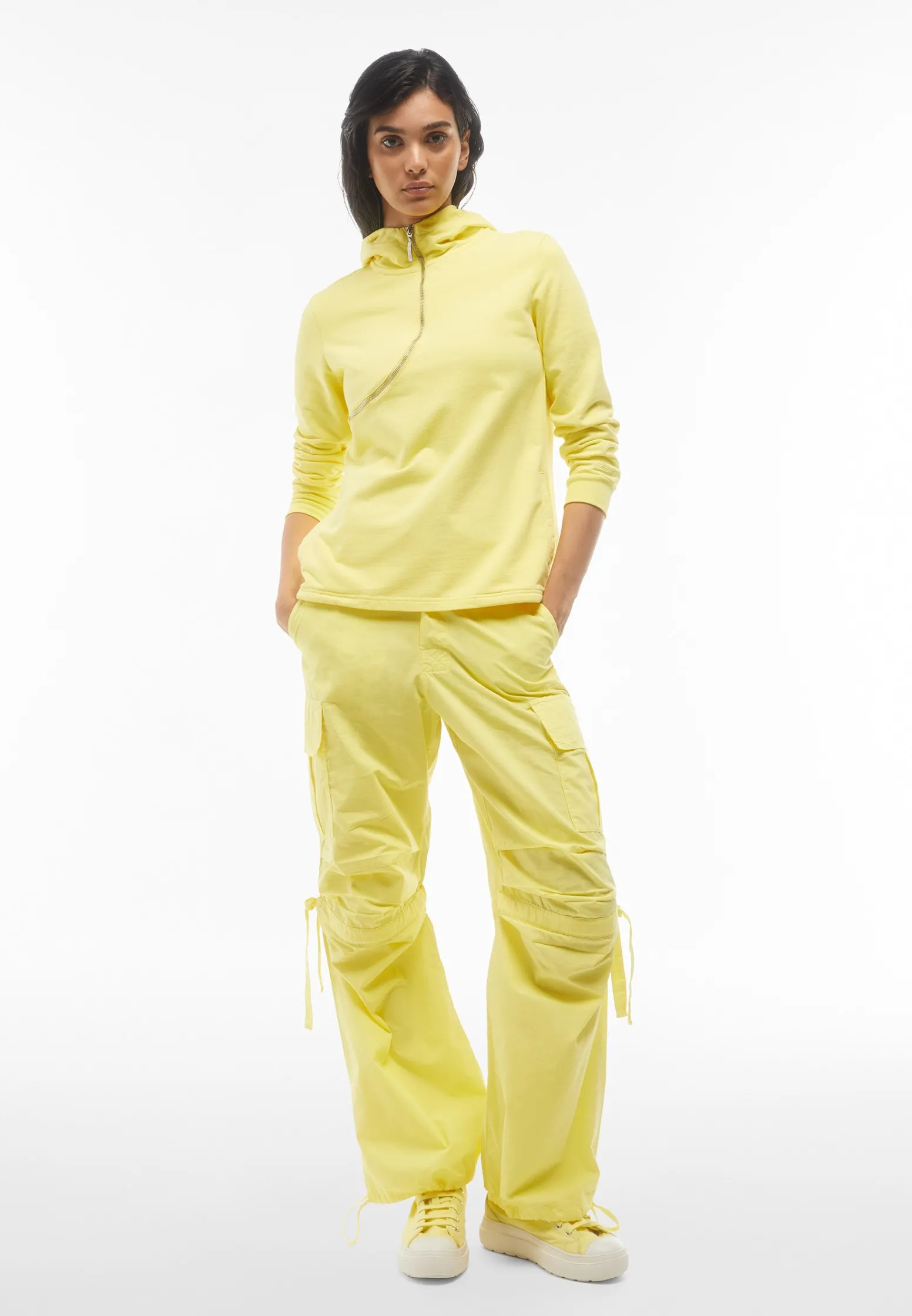Freddy Pantaloni cargo da donna in tessuto popeline tinto capo-Donna Pantaloni Cargo|Tutti I Pantaloni