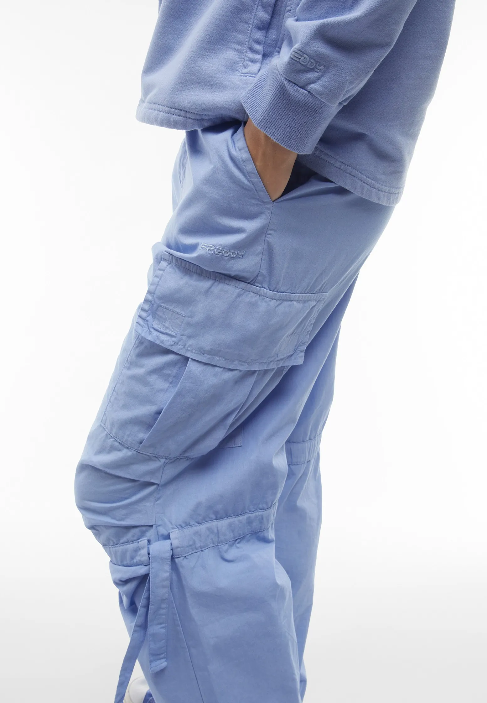 Freddy Pantaloni cargo da donna in tessuto popeline tinto capo-Donna Pantaloni Cargo|Tutti I Pantaloni