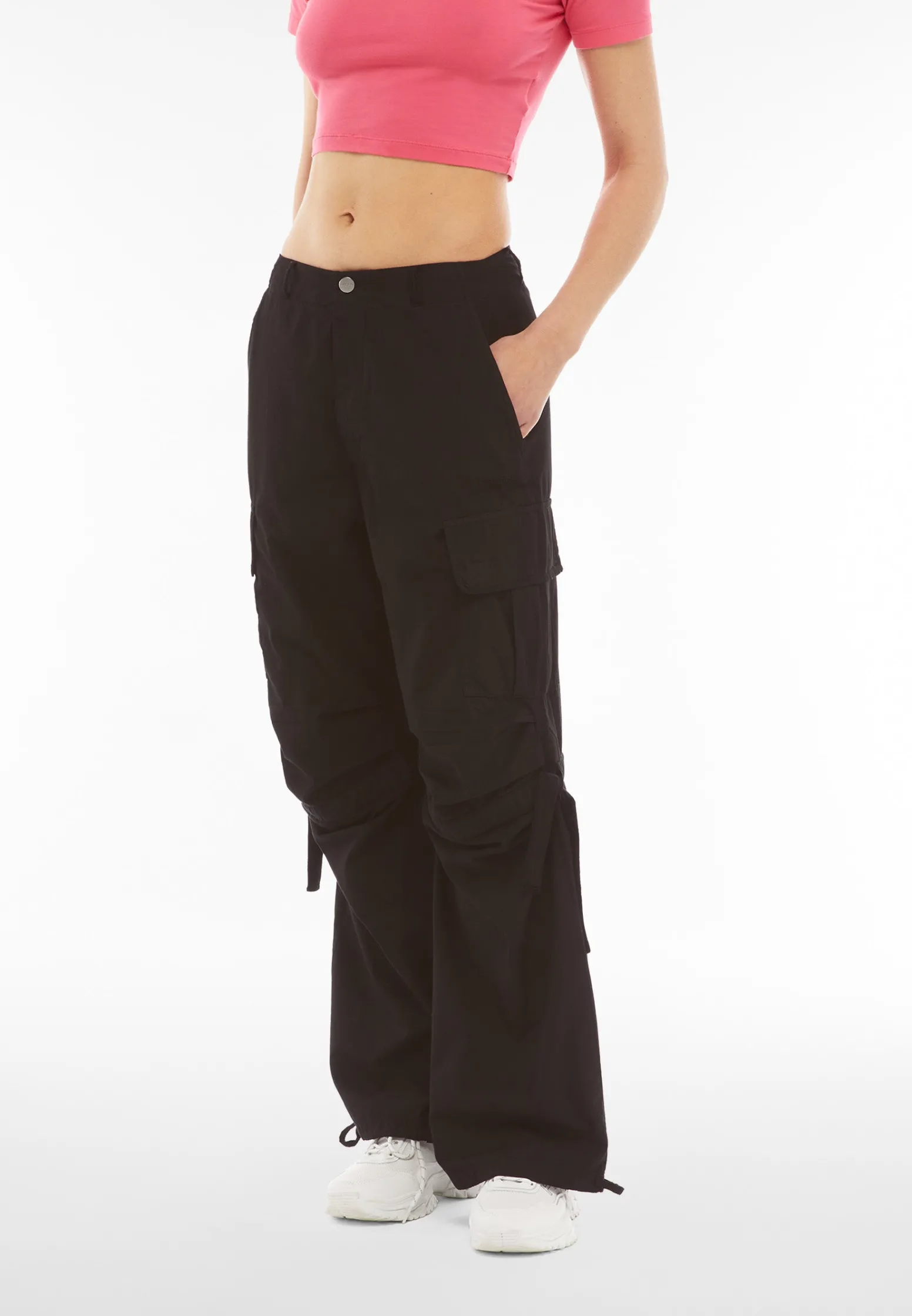 Freddy Pantaloni cargo da donna in tessuto popeline tinto capo-Donna Pantaloni Cargo|Tutti I Pantaloni