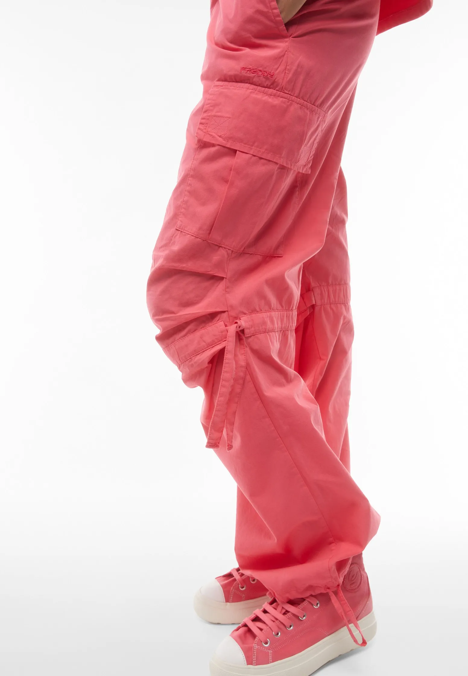 Freddy Pantaloni cargo da donna in tessuto popeline tinto capo-Donna Pantaloni Cargo|Tutti I Pantaloni